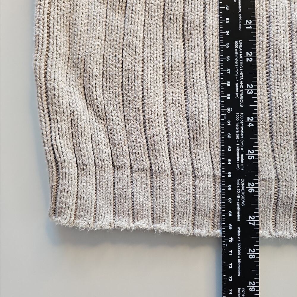 Eddie Bauer Men's L 100% Cotton Ribbed Knit Crewneck Sweater Gray Cream Stripe - Picture 7 of 11